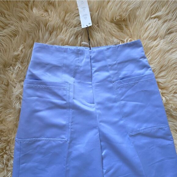 NWT Zara Light Purple/blue Satin Effect Wide Leg Pants Size Medium - Picture 3 of 12